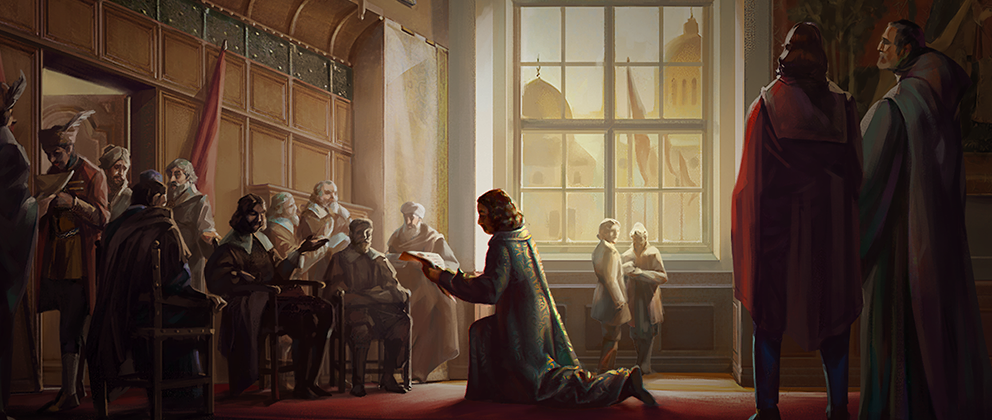 Дипломатический приём. Иллюстрация из Europa Universalis V.